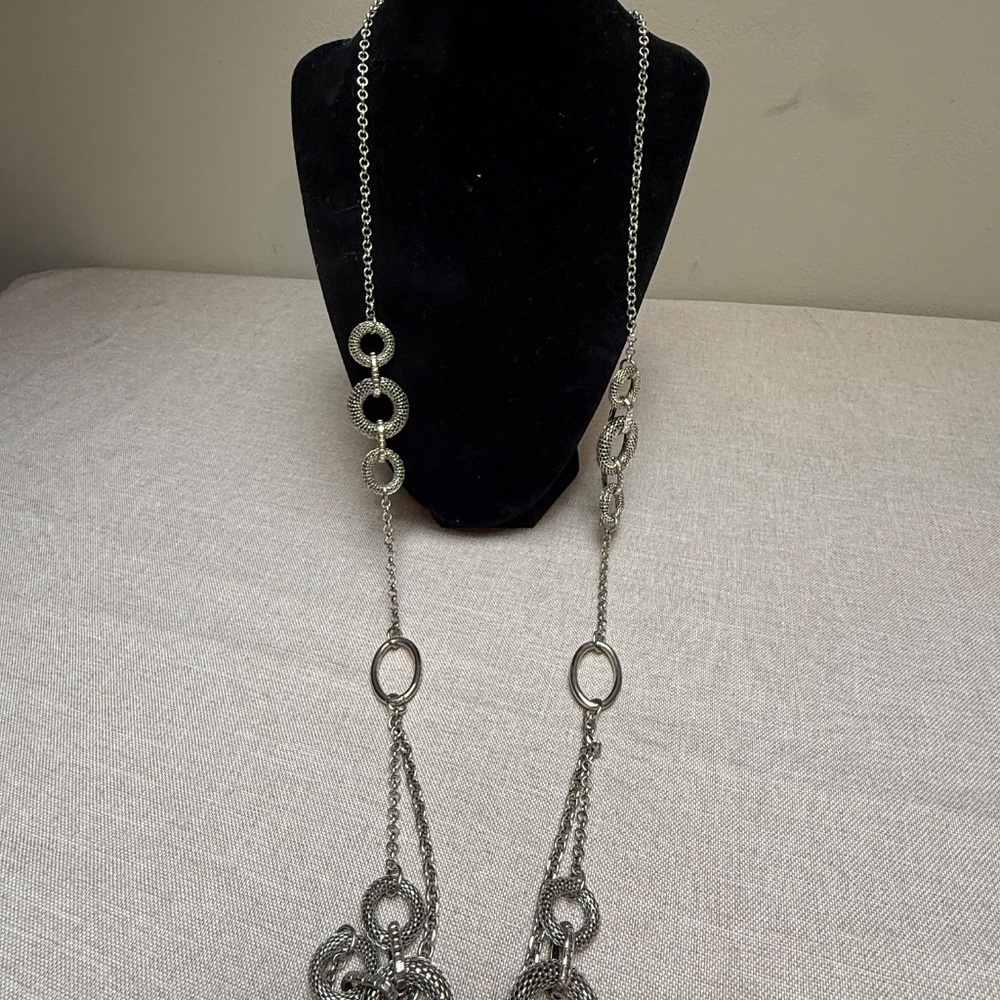 Premier Designs Silver Tone Long Statement Chain Necklace “Runway” - Picture 8 of 9